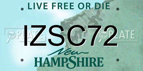 IZSC72 New Hampshire License Plate