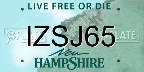 IZSJ65 New Hampshire License Plate