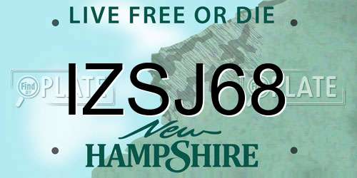 IZSJ68 New Hampshire License Plate