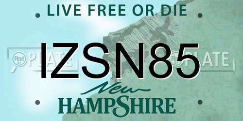 IZSN85 New Hampshire License Plate