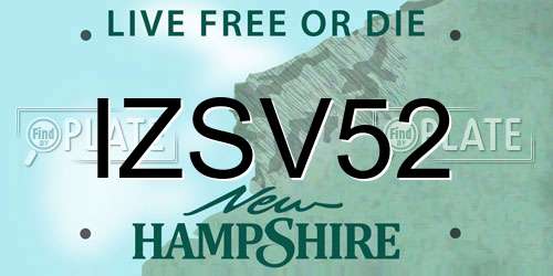 IZSV52 New Hampshire License Plate