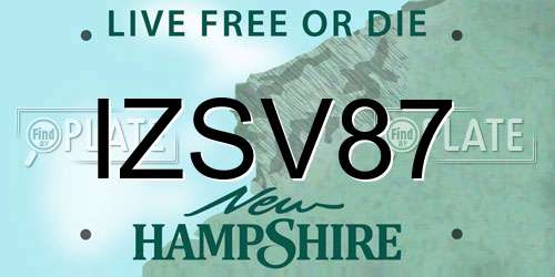 IZSV87 New Hampshire License Plate