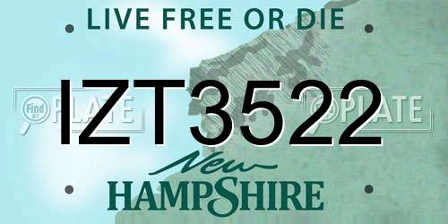 IZT3522 New Hampshire License Plate
