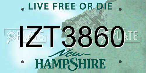 IZT3860 New Hampshire License Plate
