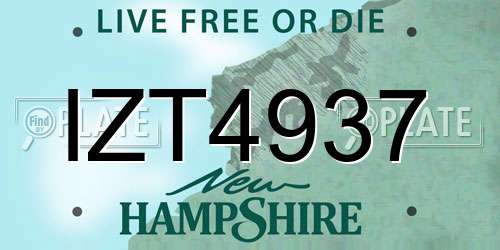 IZT4937 New Hampshire License Plate