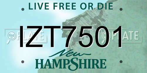 IZT7501 New Hampshire License Plate