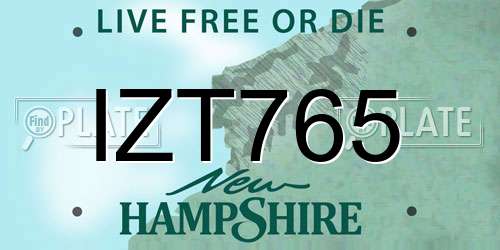 IZT765 New Hampshire License Plate