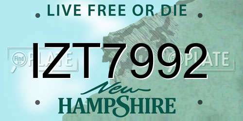 IZT7992 New Hampshire License Plate