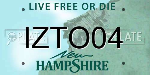 IZTO04 New Hampshire License Plate