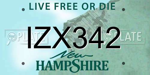 IZX342 New Hampshire License Plate