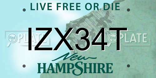 IZX34T New Hampshire License Plate
