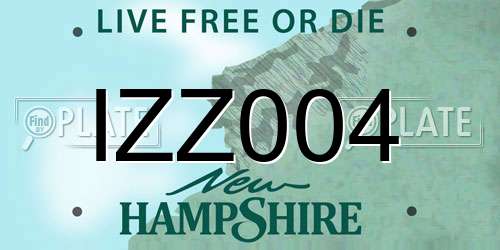IZZ004 New Hampshire License Plate