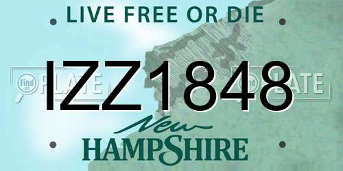 IZZ1848 New Hampshire License Plate
