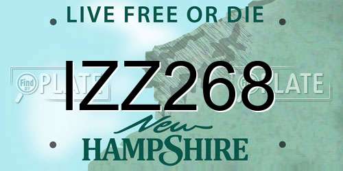 IZZ268 New Hampshire License Plate