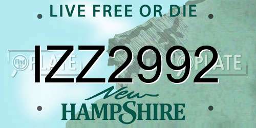 IZZ2992 New Hampshire License Plate