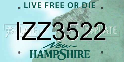 IZZ3522 New Hampshire License Plate