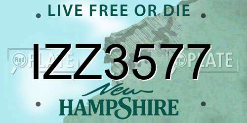 IZZ3577 New Hampshire License Plate