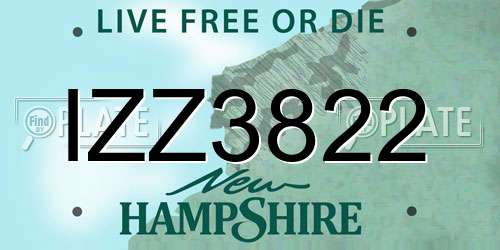IZZ3822 New Hampshire License Plate