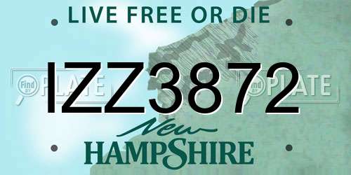 IZZ3872 New Hampshire License Plate