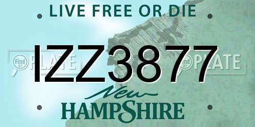 IZZ3877 New Hampshire License Plate