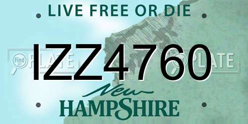 IZZ4760 New Hampshire License Plate