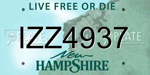 IZZ4937 New Hampshire License Plate