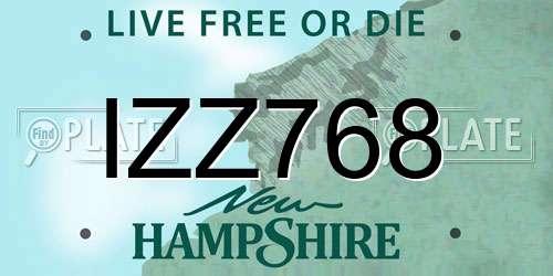IZZ768 New Hampshire License Plate