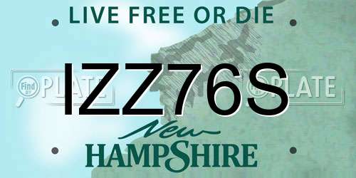 IZZ76S New Hampshire License Plate