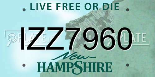 IZZ7960 New Hampshire License Plate