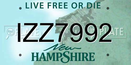 IZZ7992 New Hampshire License Plate
