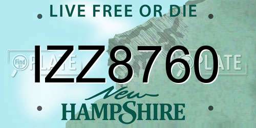 IZZ8760 New Hampshire License Plate