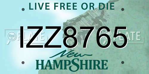 IZZ8765 New Hampshire License Plate