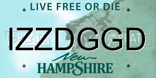 IZZDGGD New Hampshire License Plate