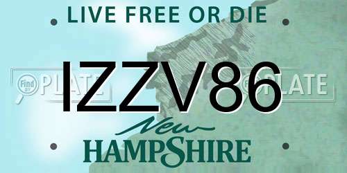 IZZV86 New Hampshire License Plate