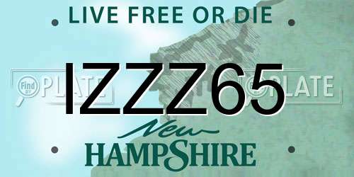 IZZZ65 New Hampshire License Plate