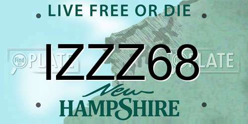 IZZZ68 New Hampshire License Plate