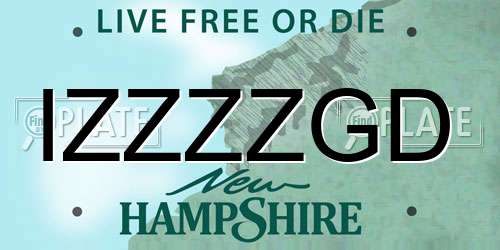 IZZZZGD New Hampshire License Plate