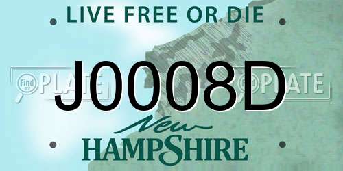 J0008D New Hampshire License Plate