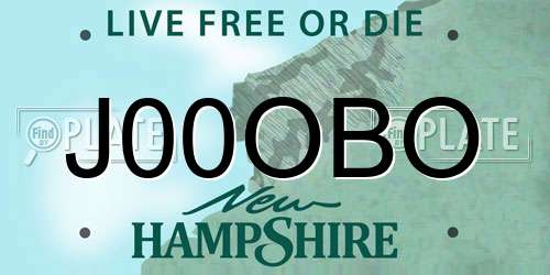 J00OBO New Hampshire License Plate