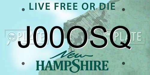 J00OSQ New Hampshire License Plate