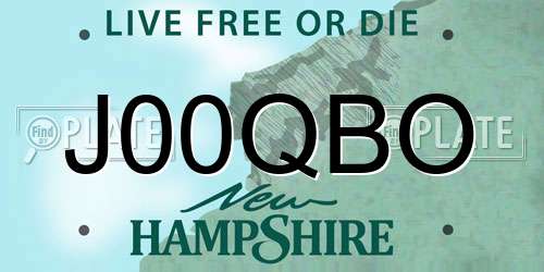 J00QBO New Hampshire License Plate