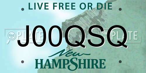 J00QSQ New Hampshire License Plate