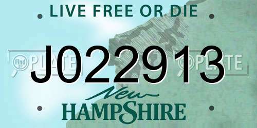 J022913 New Hampshire License Plate