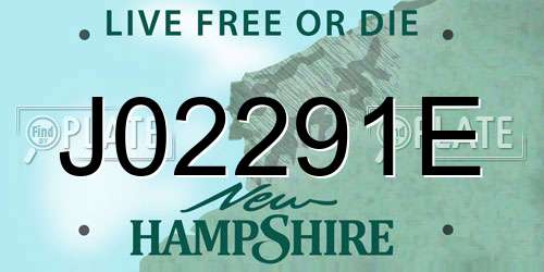 J02291E New Hampshire License Plate