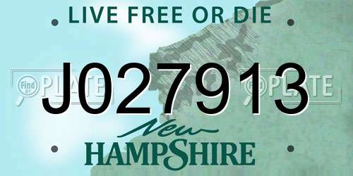 J027913 New Hampshire License Plate