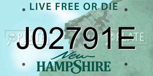 J02791E New Hampshire License Plate