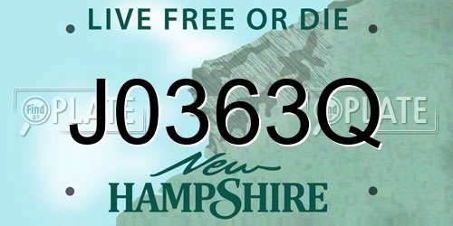 J0363Q New Hampshire License Plate