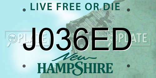 J036ED New Hampshire License Plate