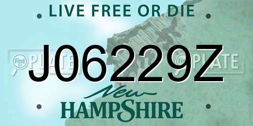 J06229Z New Hampshire License Plate
