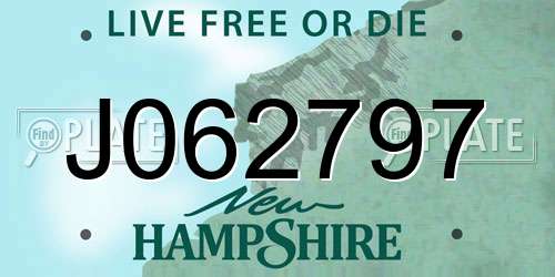 J062797 New Hampshire License Plate